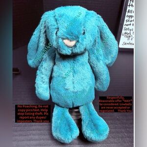 BNWT JELLYCAT LITTLE BASHFUL TEAL BUNNY AUTHENTIC SALES RECEIPT AVAILABLE